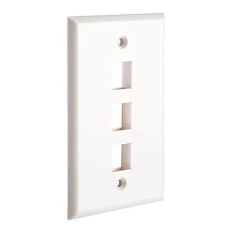 Cmple Keystone Jack Wall Plate With Three Holes Standard Keystones - White 628-N
